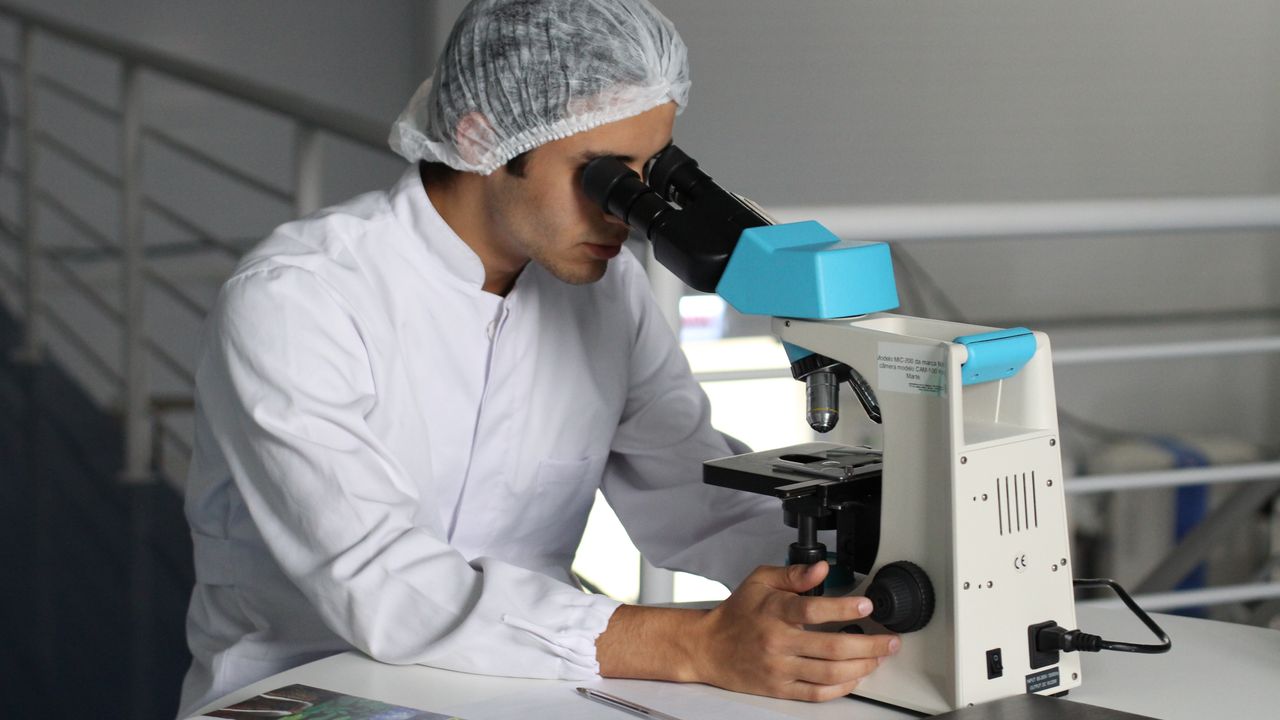 Uno scienziato analizza delle proteine in polvere